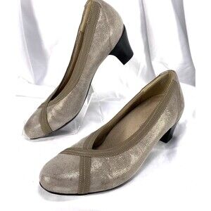 Munro American Shoes Women's Size 6.5M Pumps Gray Sparkle Cone Heel Slip-on